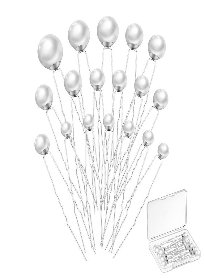 nuozodki Pearl Hair Pins, 18 Packs, Silver, Wedding & Everyday Use, 5 Sizes, Alloy & Plastic, Clip-on, Women's, Adults, Brides & Bridesmaids - Image 1